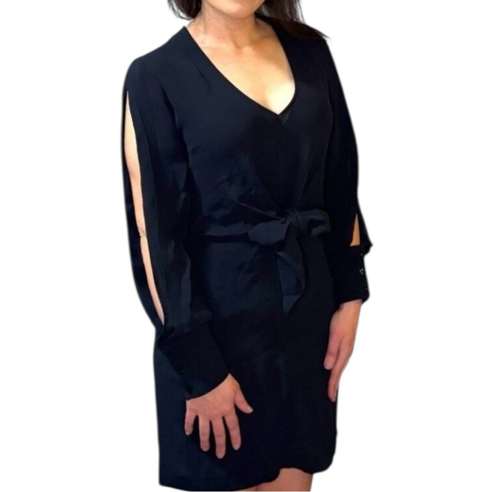 NWT Reiss Black Mini Dress  - Open Cut Out Long Sleeve - Sz 6